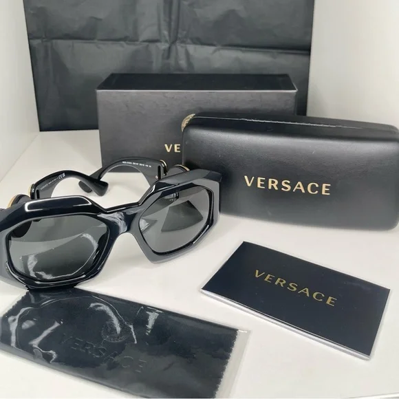 Versace Glossy Black Sunglasses Versace | Accessories | Versace Glossy Black Sunglasses  main image 4
